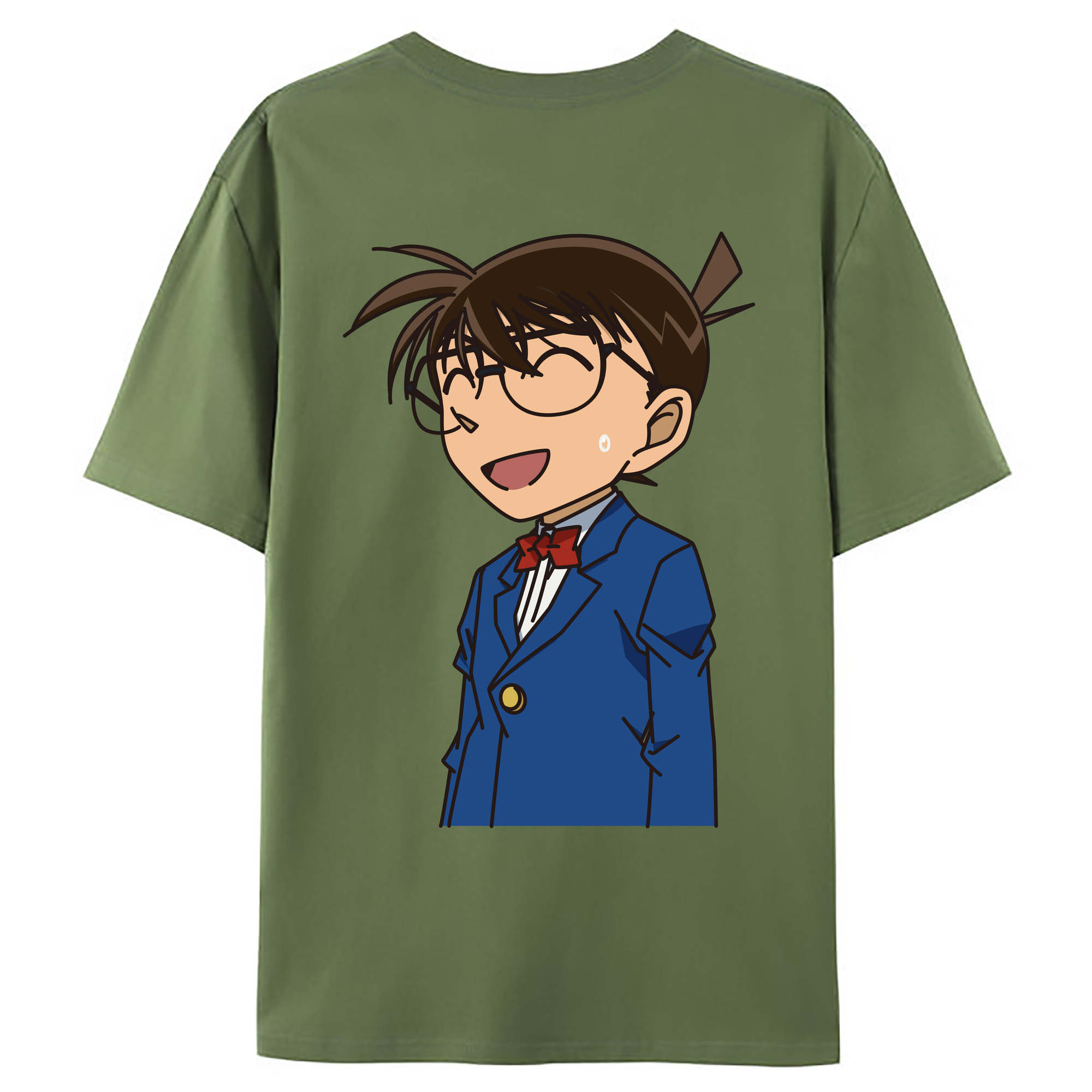 （画像用） 名探偵コナン 江戸川 コナン Detective Conan Conan Edogawa 綿100％ メンズ半袖Tシャツ（バックプリント） 通気性